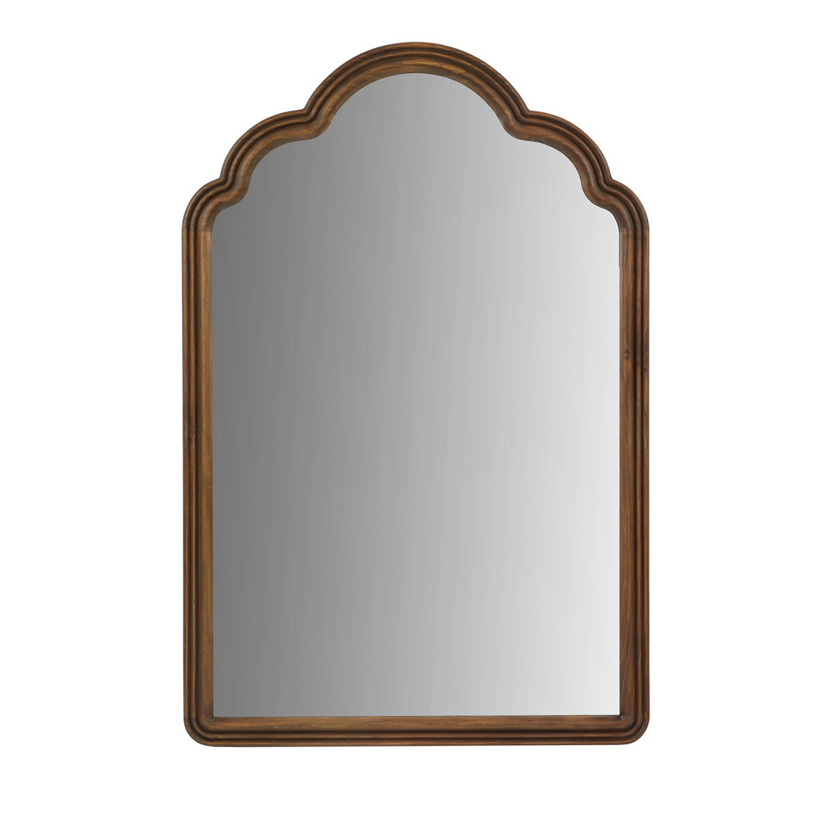 Marbella Scalloped Wood Wall Mirror - Brown