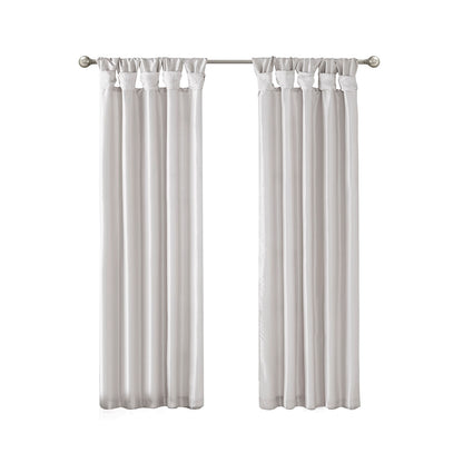 Emilia 100% Polyester Solid Faux Silk Lined Twist Tab Window Curtain - Silver