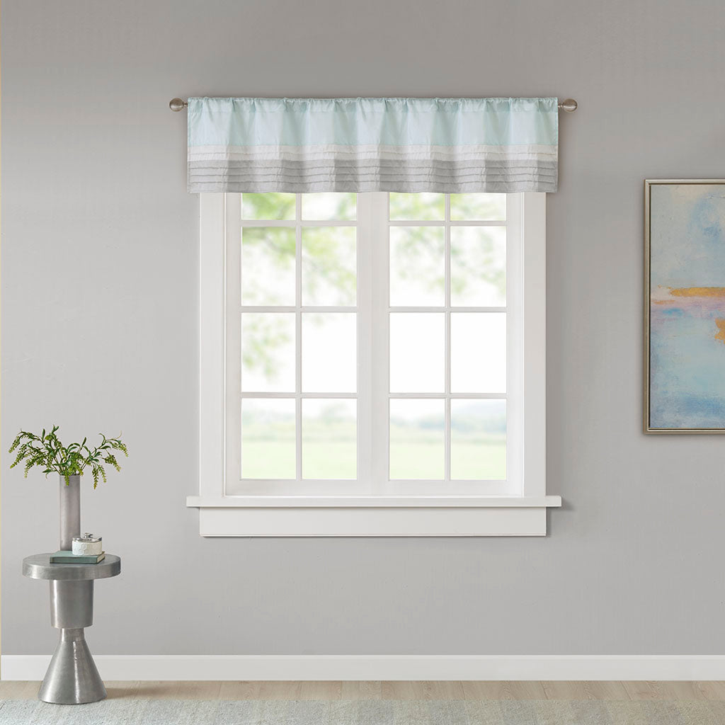 Amherst Polyoni Pintuck Window Valance - Aqua