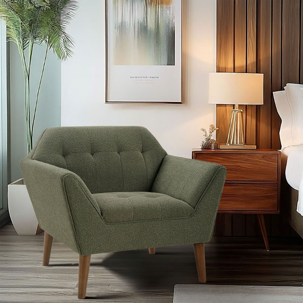 Newport Wide Mid-Century Modern Lounge Chair Set of 2 - Green