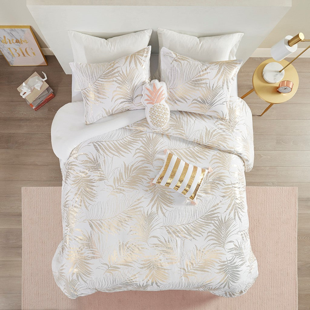 Kailani Tropical Metallic Printed Duvet Cover Set