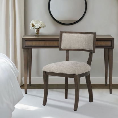 Marie Upholstered Split-Back Dining Chairs with Curved Wood Frame (Set of 2) - Beige/Brown