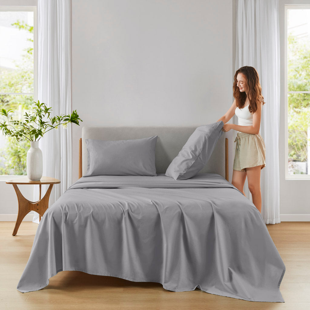 Cotton 144TC 100% Cotton Solid Sheet Set - Dark Gray