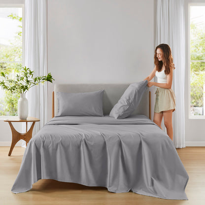 Cotton 144TC 100% Cotton Solid Sheet Set - Dark Gray