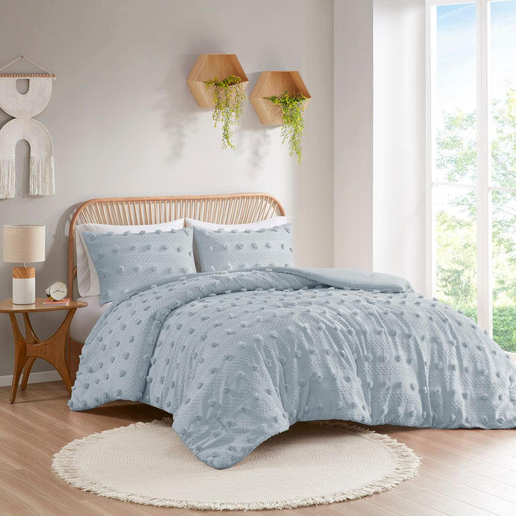 Lucy Clip Jacquard Comforter Set - Blue