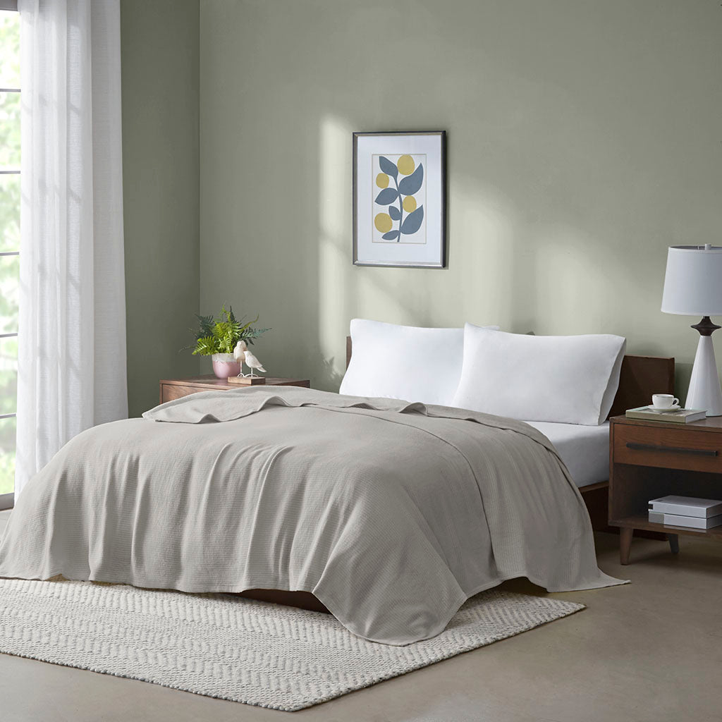 Freshspun Basketweave Cotton Blanket - Grey