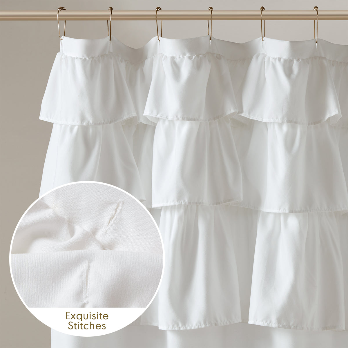 Grace Ruffled Shower Curtain - White