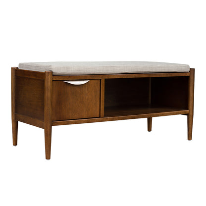 Arcadia Accent Bench with Storage and Upholstered Cushion - Walnut Brown