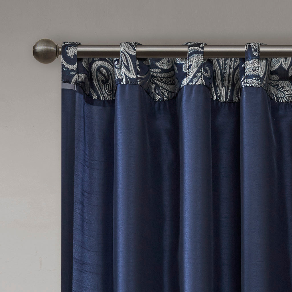 Aubrey Jacquard Curtain Panel Pair - Navy