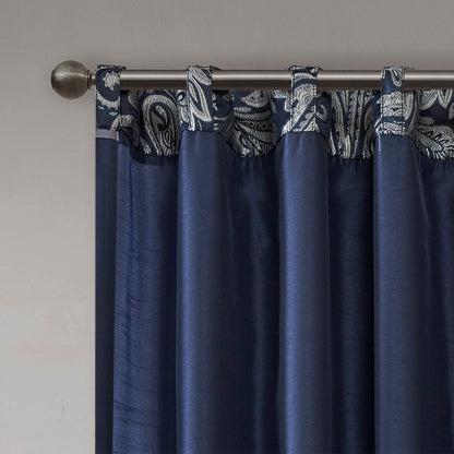 Aubrey Jacquard Curtain Panel Pair - Navy