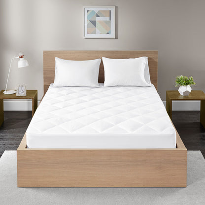Quiet Nights 300 Thread Count Cotton Sateen Waterproof Mattress Pad - White