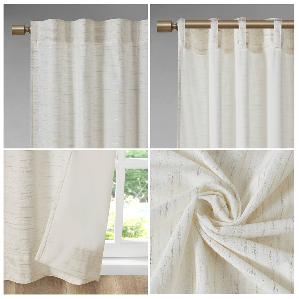 Colt Room Darkening Poly Velvet Rod Pocket/Back Tab Curtain Panel Pair - White/Gold