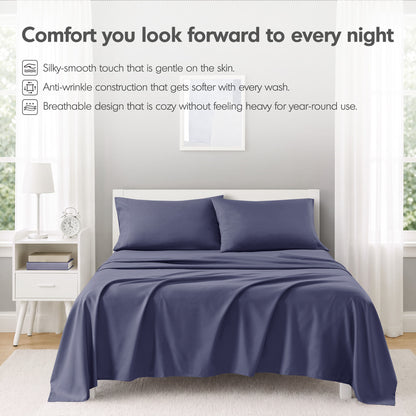 Microfiber All Season Soft Touch Sheet Set - Navy Blue