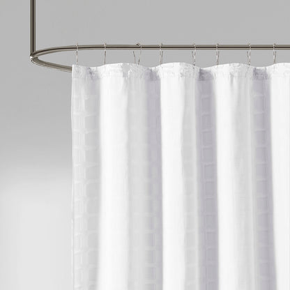 Metro Woven Clipped Solid Shower Curtain - White