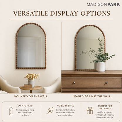 Montra Arched Braided Wood Wall Mirror - Natural
