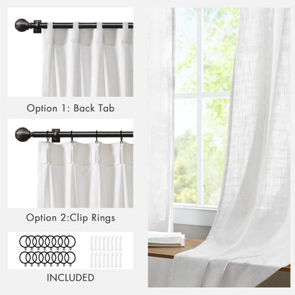 Emery 300gsm poly linen with 7 pinch pleat per pc - White