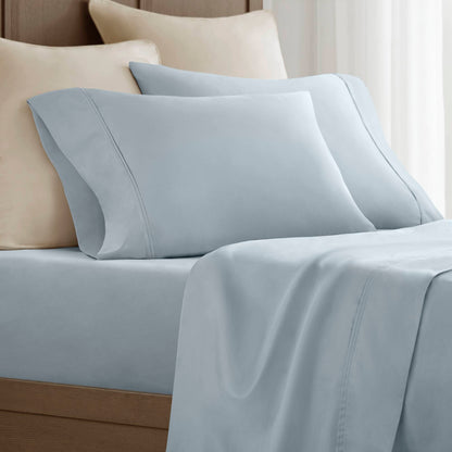 100% Egyptian Cotton Sateen Pillowcase Set - Blue