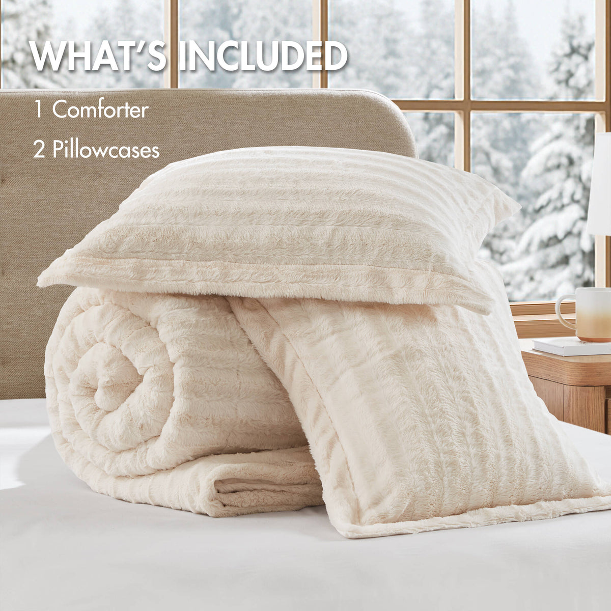 Duke Faux Fur Comforter Mini Set - Champagne