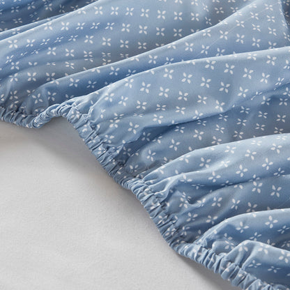 Luna Floral Comforter Set with Bed Sheets - Blue