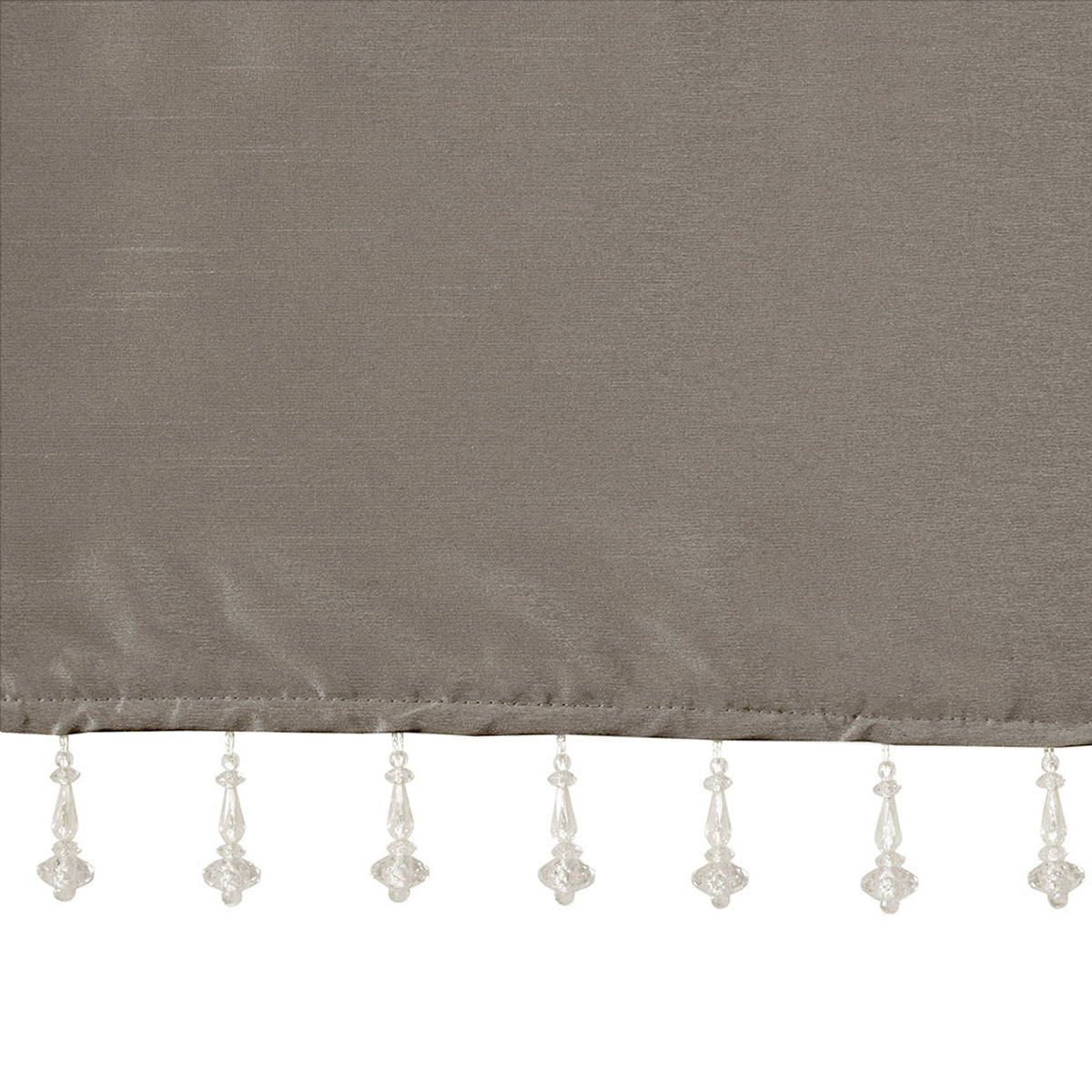 Emilia Lightweight Faux Silk Valance With Beads - Pewter