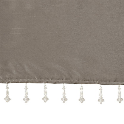 Emilia Lightweight Faux Silk Valance With Beads - Pewter