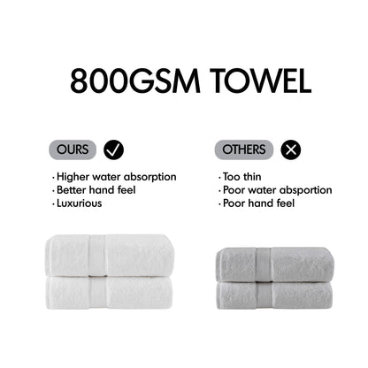 800GSM 100% Cotton 8 Piece Towel Set - Light Purple