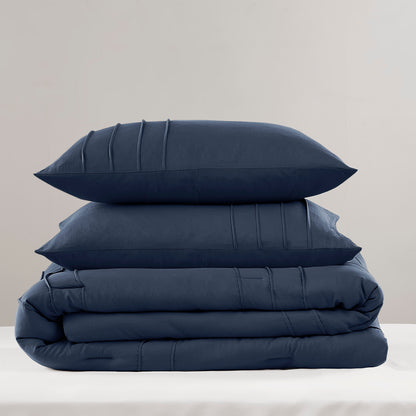 Walker Soft Washed Pleated Comforter Set - Navy