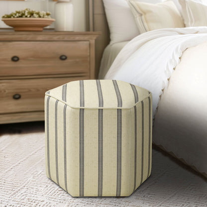 Ellen Accent Ottoman - Linen/Blue