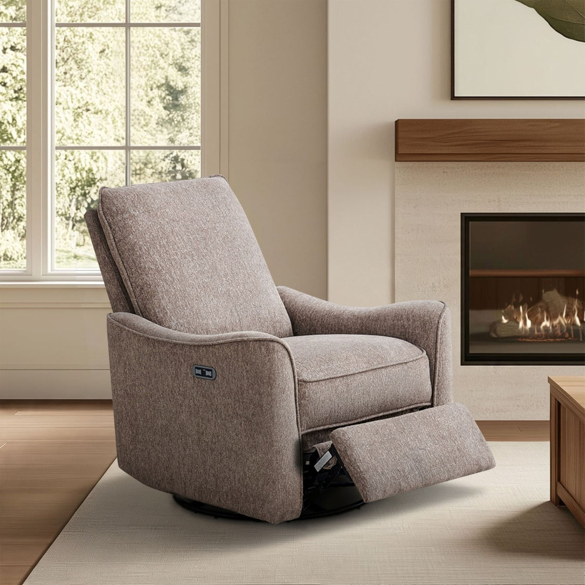 Cameron Power Recliner 3-in-1 with Swivel, Glider, Charging Station - Taupe