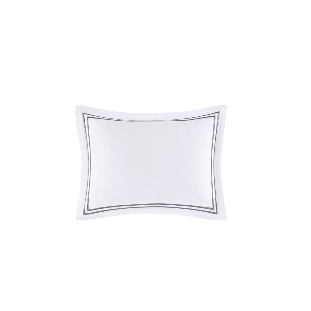 500 Thread Count Luxury Collection 100% Cotton Sateen Embroidered Comforter Set - White/Grey