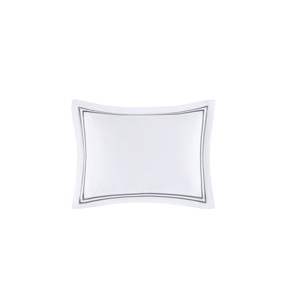 500 Thread Count Luxury Collection 100% Cotton Sateen Embroidered Comforter Set - White/Grey