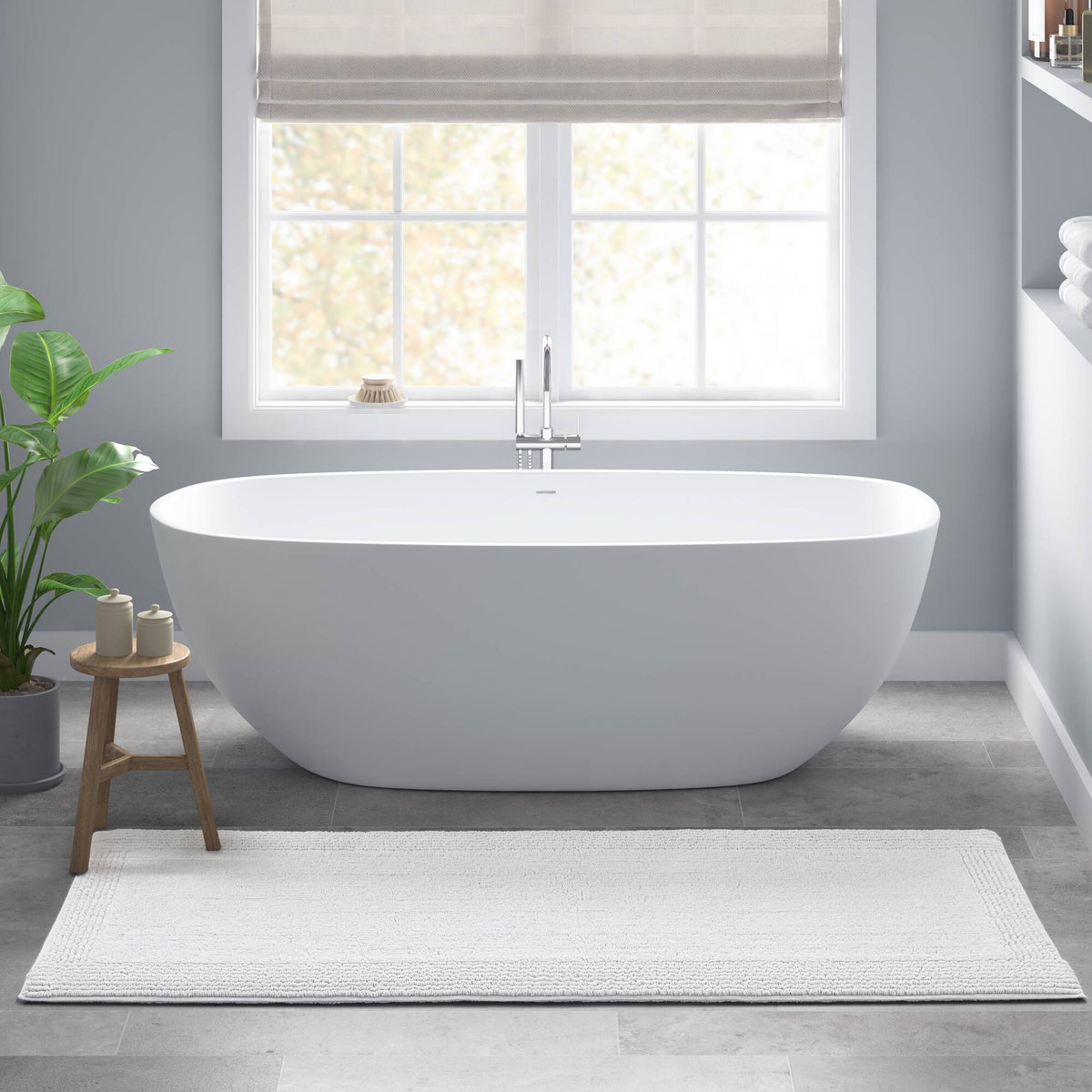 Splendor 100% Cotton Tufted 3000 GSM Reversible Bath Rug - White