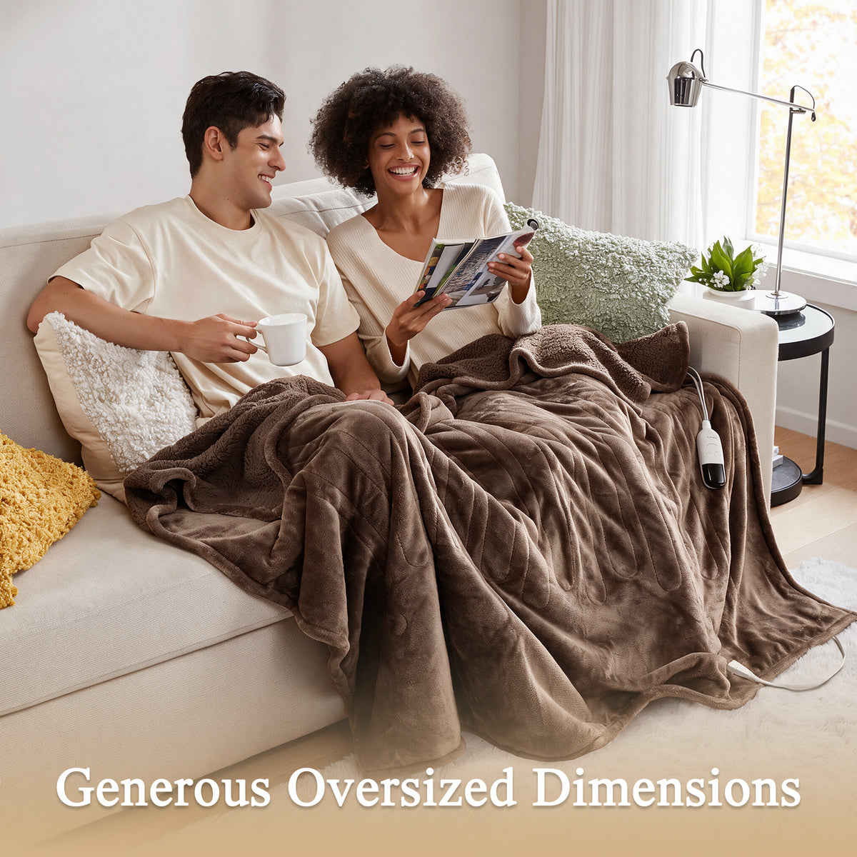 Heated Microlight to Berber Throw - Brown