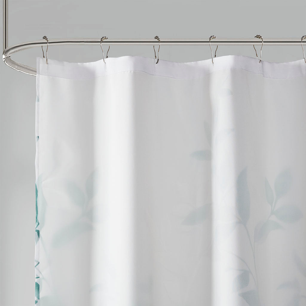 Cecily Burnout Printed Shower Curtain - Seafoam