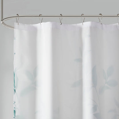 Cecily Burnout Printed Shower Curtain - Seafoam
