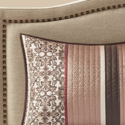 Princeton 5 Piece Jacquard Quilt Set with Throw Pillows - Red