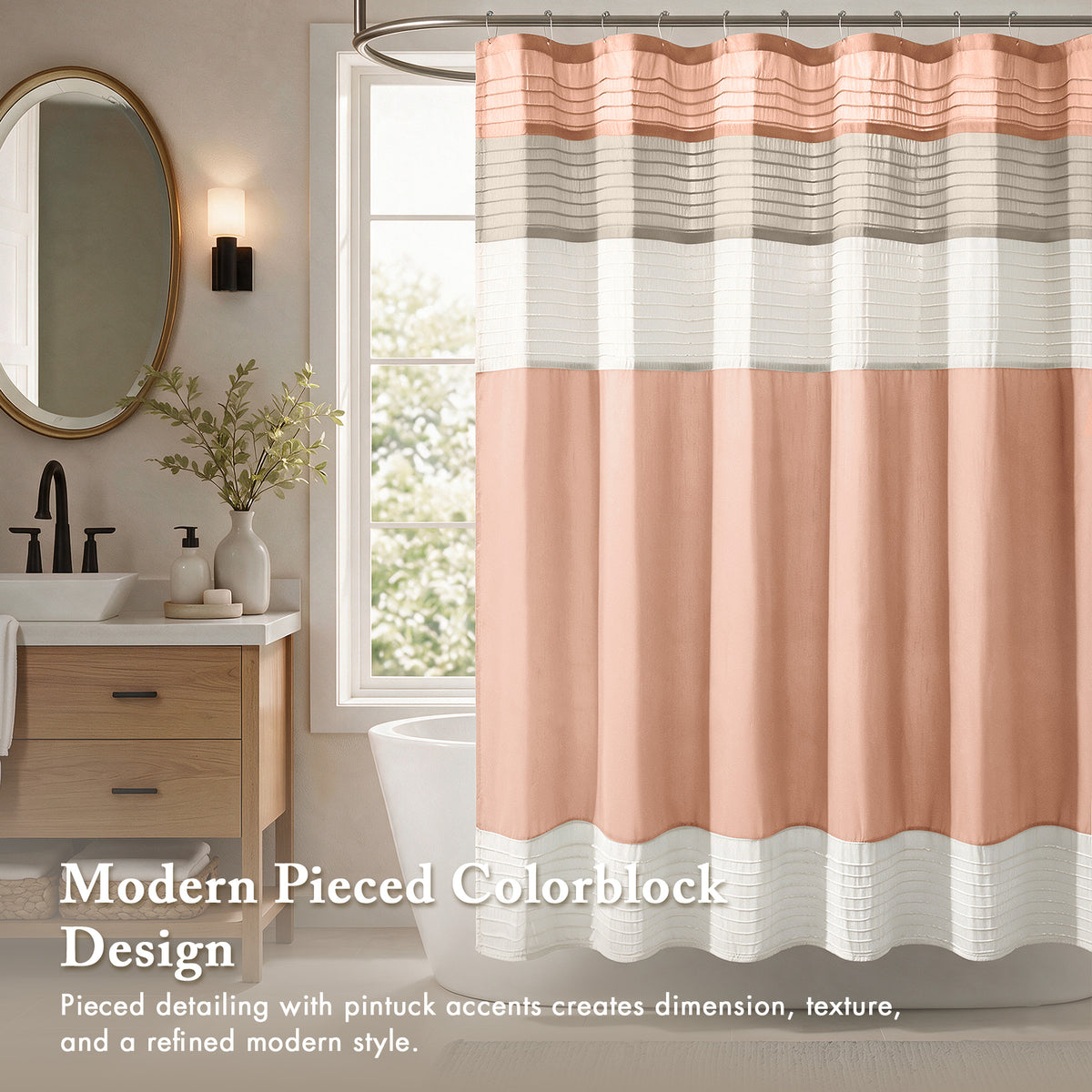Amherst Faux Silk Shower Curtain - Coral