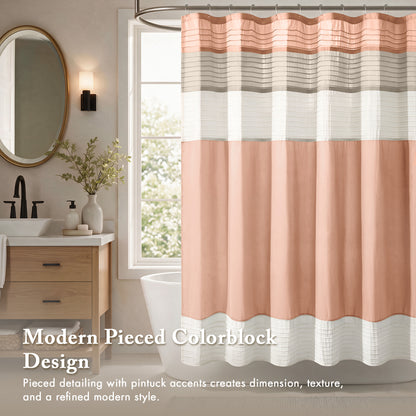 Amherst Faux Silk Shower Curtain - Coral