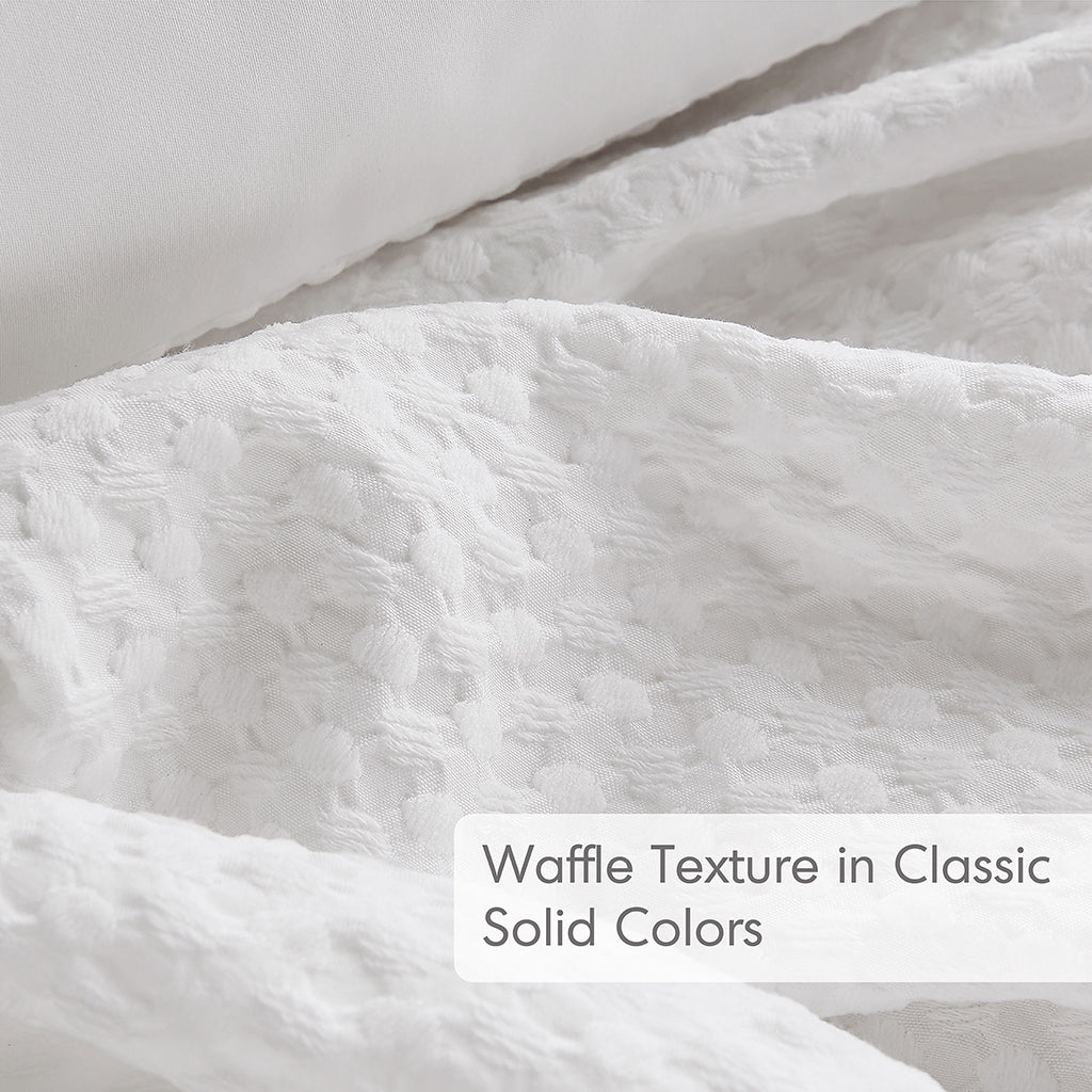 Mina Weave Textured Duvet Cover Set - White
