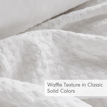 Mina Weave Textured Duvet Cover Set - White