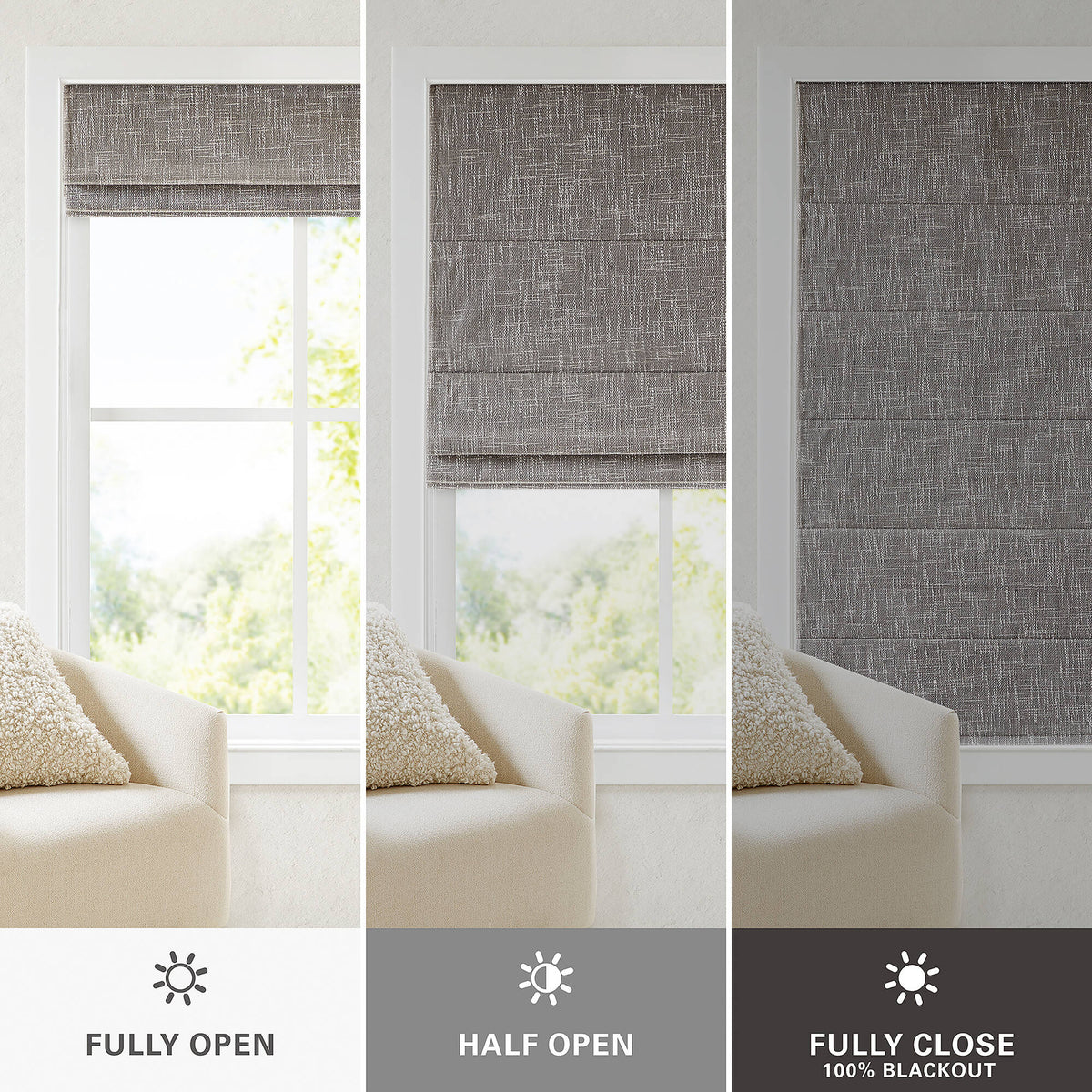 Quincy Cordless Roman Shade - Grey