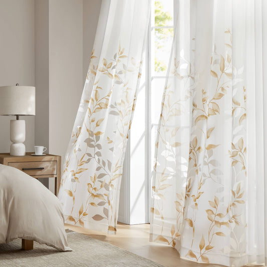 Cecily Burnout Printed Window Curtain Panel - Yellow