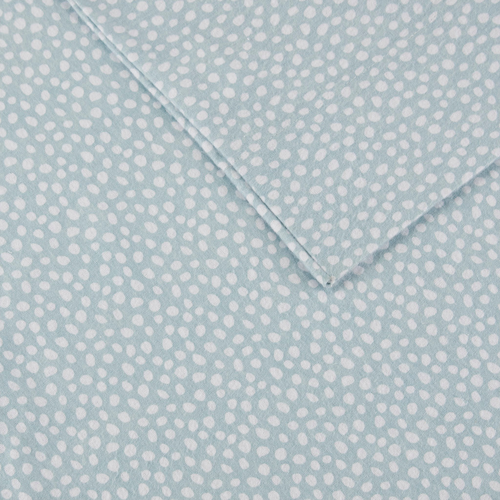 Cozy Cotton Flannel Printed Sheet Set - Aqua Dots