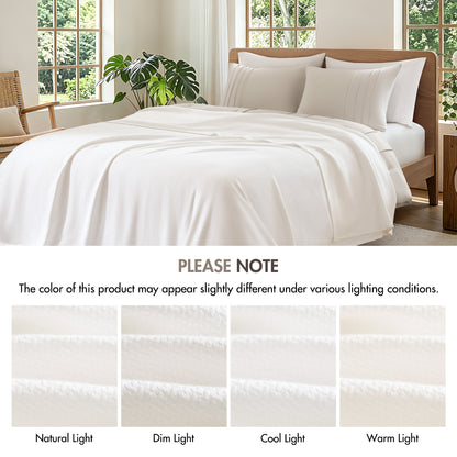 100% Certified Egyptian Cotton Blanket - Micro- herringbone White