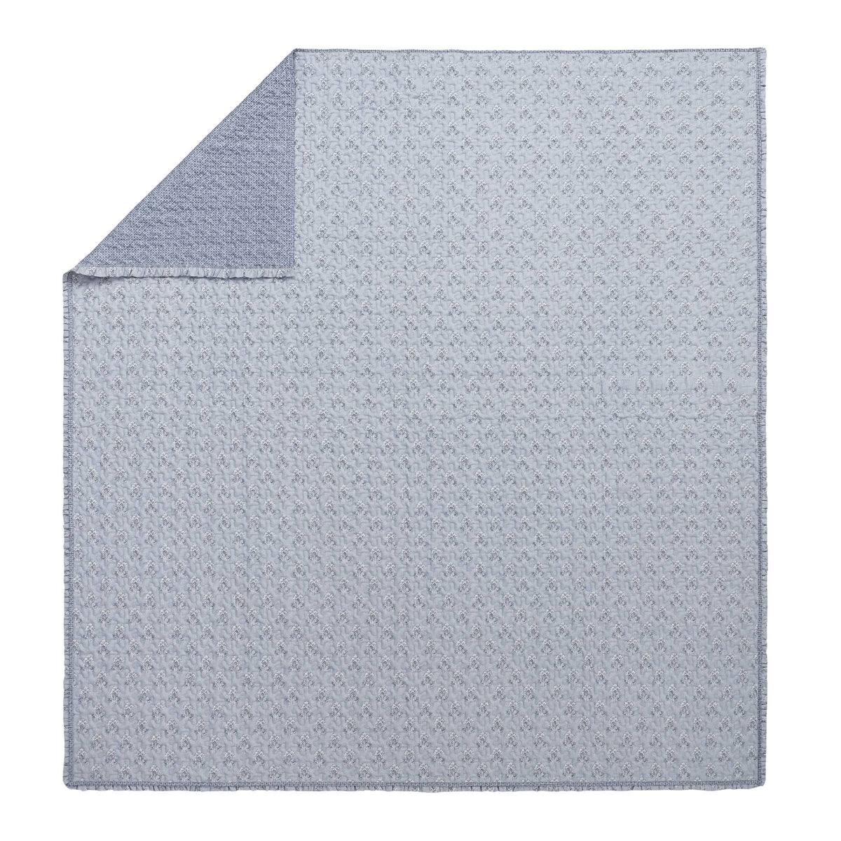 Linwood Ruffle Printed Quilt Set - Blue
