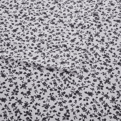 Printed Microfiber Sheet Set - Black Floral