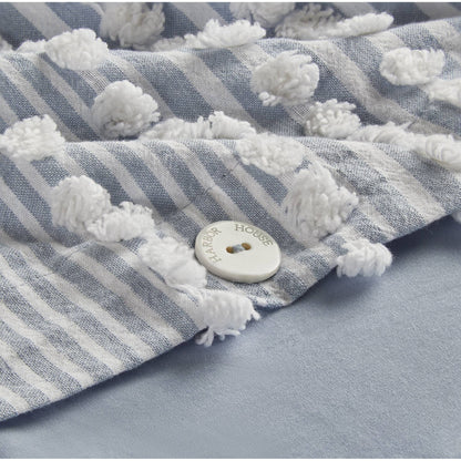 Anslee 3 Piece Cotton Yarn Dyed Duvet Cover Set - Blue