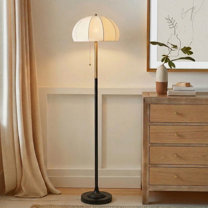Serin Dimmable Floor Lamp with Dome Shade - Black / Antique Gold