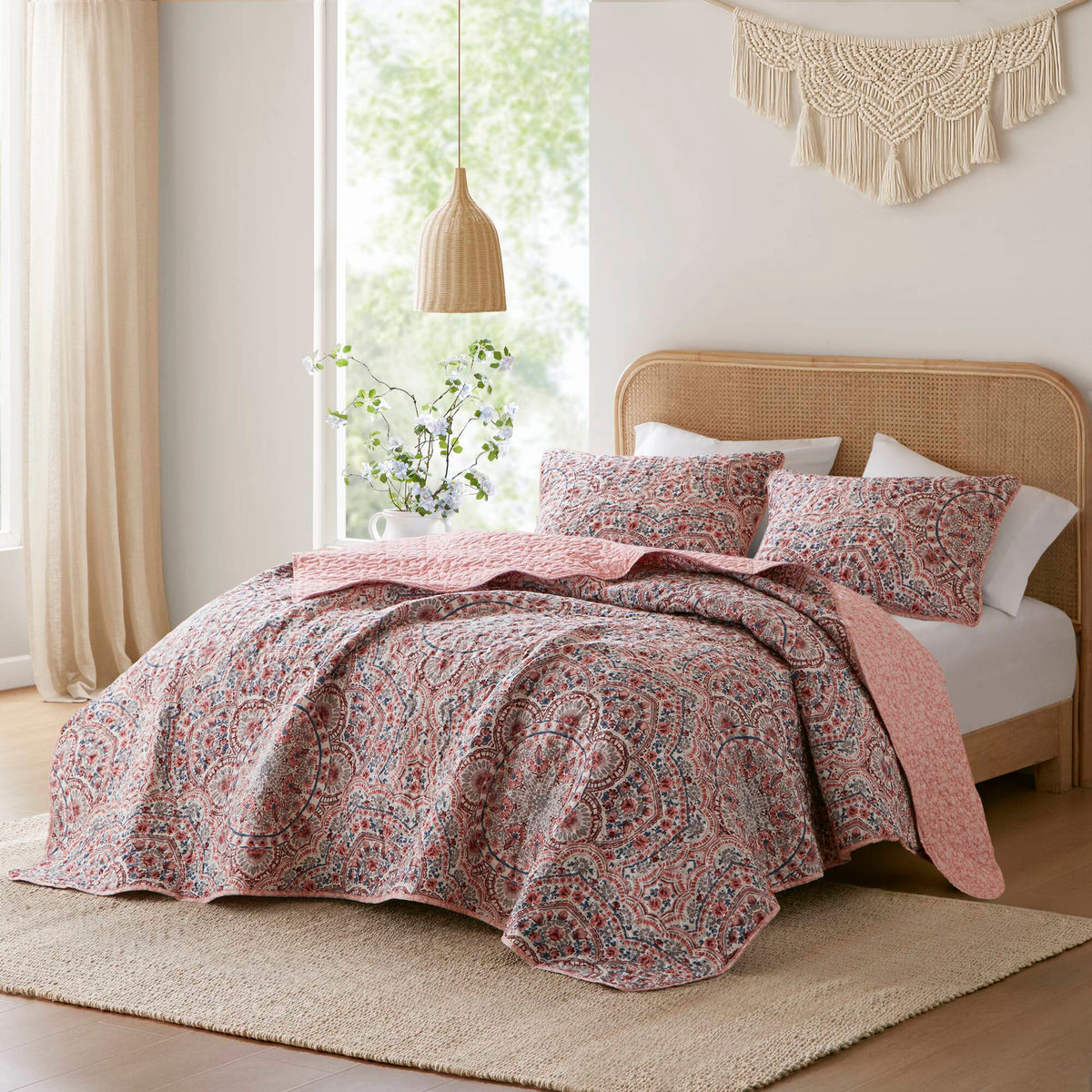 Valerie Boho Reversible Quilt - Pink