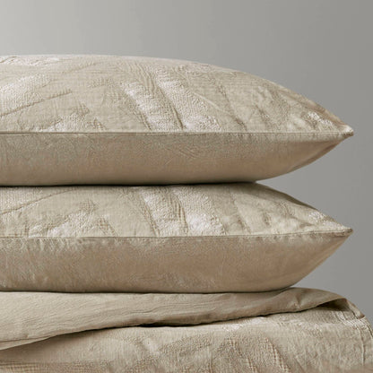 Coastal Leaves 3 Piece 3 Piece Cotton Duvet Set - Linen